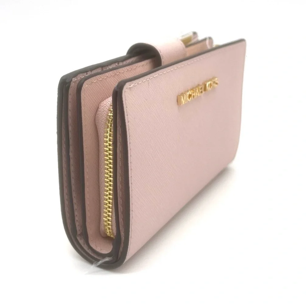 Michael Kors Medium Bifold Zip Chain Wallet Powder Blush (NWT)